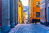 Fototapeta Uliczki - Authentic narrow streets of old town of Stockholm, Sweeden
