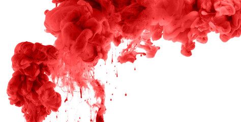 Wall Mural - png red color smoke blot on transparent abstract background.