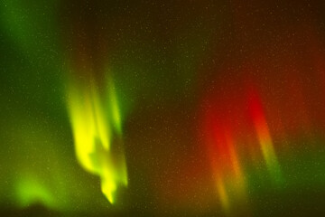Sticker - Red green aurora borealis. Night starry sky and Northern lights