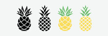 Pineapple Tropical Fruit Vector Illustration. Pineapple With Leaf Icon. Symbol Of Food, Sweet, Exotic And Summer, Vitamin, Healthy. Modern Vector Icon Design Illustration