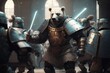 Roman legion fighting cyberpunk bear army, concept of Cyberpunk and Warfare, created with Generative AI technology