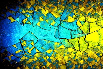 Poster - Yellow-blue background or screensaver. AI illustration.