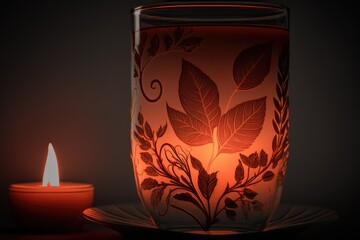 Poster - This photograph of herbal tea and candlelight is both comforting and beautiful. Generative AI