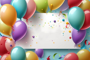 Wall Mural - Colorful birthday background with balloons. Generative AI Illustrations