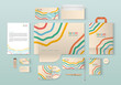 © Olena - Beige stationery template design with multicolored geometric pattern. Set of business corporate identity mock up. Documentation for business.