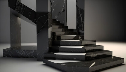 Canvas Print - Modern interior, marble stairs, staircase