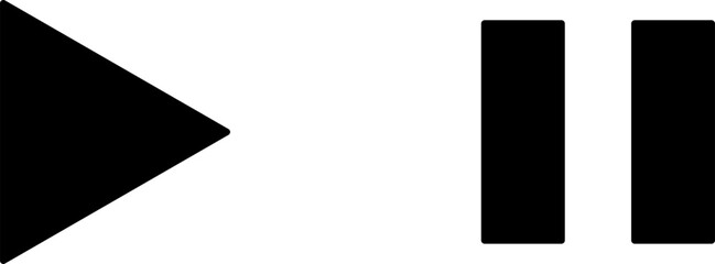 Poster - Play Stop or Start Pause Icon Set of Black and White Button Symbols. Vector Image.