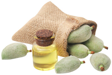 Poster - Green and peeled almond and essential oil