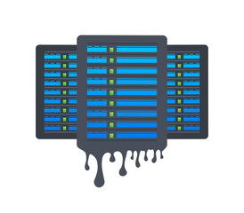 Poster - data leaks, cloud hacking. data hack problem. vector stock illustration.
