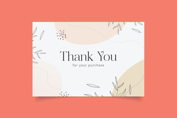Wall Mural - thank you card template design with abstract background