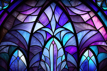 Multicolored Stained Glass Window With Irregular Random Block Pattern. Generative Illustration