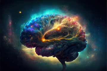Wall Mural - galaxy brain witch creative ideas. generative ai illustration