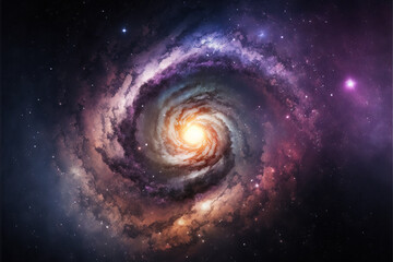 Wall Mural - Spiral Galaxy. Space with stars generative AI background