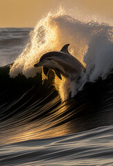 dolphin in sunset