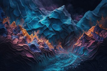 Wall Mural - Abyss. Create designs with abstract landscapes as the background. Generative AI