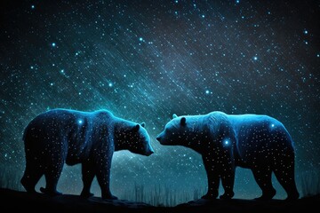 Wall Mural - Ursa Major and Ursa Minor, two bear constellations, in the night sky as a backdrop. Generative AI