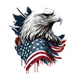 Eagle with USA flag, 4th July, Independence Day, American, vintage, blue and red colors, Transparent background. Generative AI