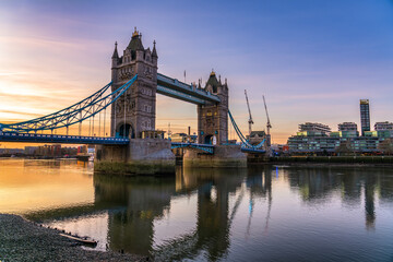 Canvas Print - Tower Bridge at sunrise in London. England