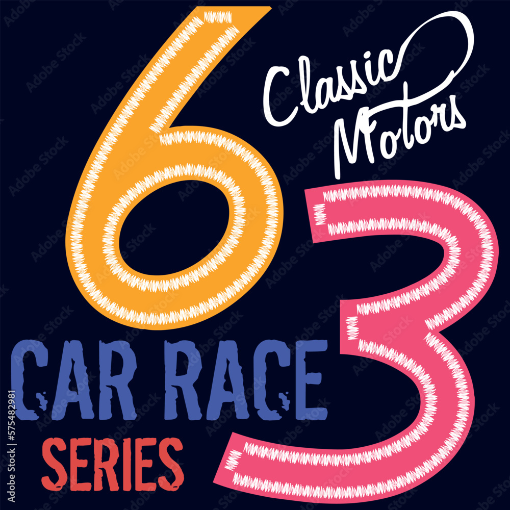 Classic motors, with numbers 63 Sixty Three car race series, shirt ...