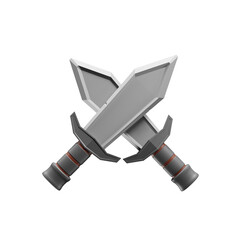 Poster - 3d sword icon with minimal cartoon style. 3d illustration. 3d rendering business icon. Game asset