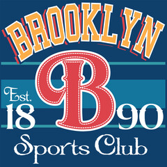 Wall Mural - Brooklyn Letter B Patchwork embroidery sports club 1890 number College Design.