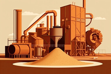 Poster - An Industrial Cane Sugar Production Line in Action. Generative AI