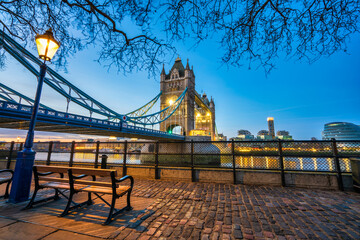 Wall Mural - Tower Bridge at dawn in London. England