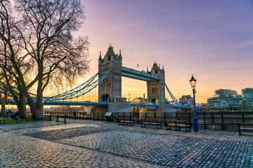 Poster - Tower Bridge at sunrise in London. England