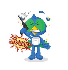 Poster - peacock warning shot mascot. cartoon vector