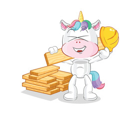 Wall Mural - unicorn builder vector. cartoon character