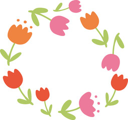Wall Mural - tulip flower background frame, vector hand drawn doodle illustration.