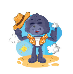 Sticker - seal go on vacation. cartoon mascot vector