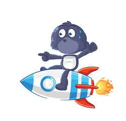 Sticker - seal ride a rocket cartoon mascot vector