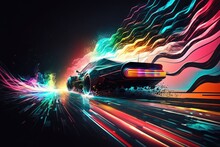 The Rainbow Roadster Knight Rider's Sport Drive Car Leads The Pack Generative AI	