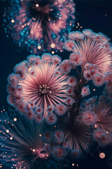 Wall Mural - fantasy beautiful flowers as firework on dark background