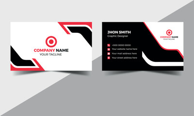 Red and black business card flat design template vector Creative and Clean Business Card Template Simple Business Card design 