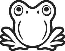A Graceful Black White Vector Logo Of The Toad. Isolated.