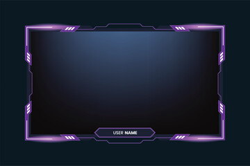 Poster - Stylish gamer screen interface decoration with purple color abstract shapes. Online gamer background and screen border for live streaming. Futuristic gaming overlay vector with an offline screen.