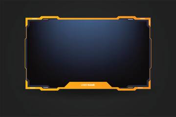 Poster - Simple overlay decoration with yellow color borders and buttons. Online gamer screen interface design on a dark background. Offline and online screen collection for live streamers.