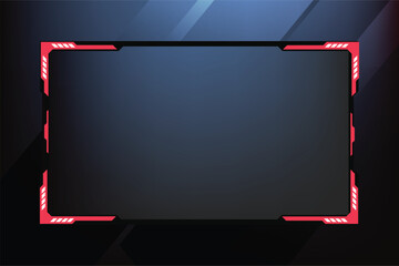 Poster - Live streaming overlay design with abstract shapes. Futuristic gaming overlay and broadcast border vector on a dark background. Modern gaming overlay and online screen panel design with red color.