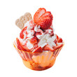 Delicious strawberry ice cream sundae in a cup
