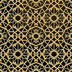 Wall Mural - seamless pattern islamic gold background, generative ai