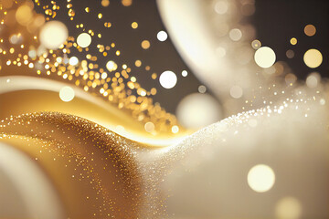 Poster - White and gold abstract glitter lights style luxury background. Banner template with modern design