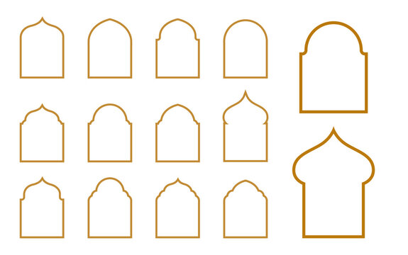 set of islamic frames shapes badges. set of islamic bagde. arab frame set