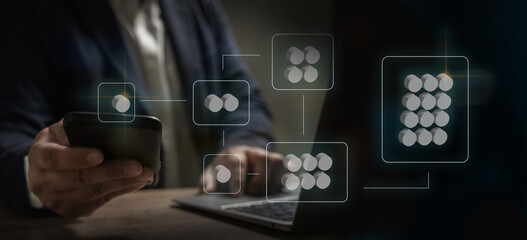 Poster - Process and workflow analysis for businessman process with flowchart quality control plan a project 
