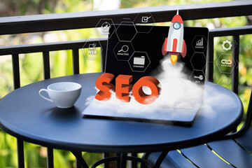 Poster - Search Engine SEO startup project man Searching information SEO performance