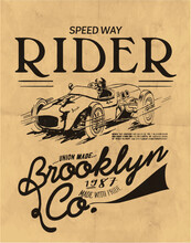 Vintage Motor Illustration And Type For Print