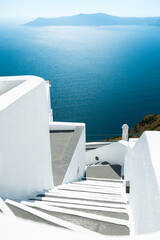  White architecture of Santorini island, Greece. Travel and vacations concept