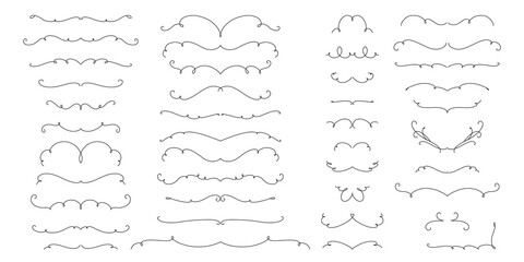 Hand drawn delicate frame design elements, flourish, dividers, lines, borders. Elegant vintage calligraphic. Decorative vignettes in retro style