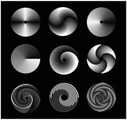 Canvas Print - design spiral lines backdrop. abstract monochrome background. vector-art illustration. stylish desig